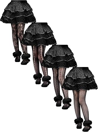 Fourluoo 4 Pairs Spring Girls Lace Tights Fishnet Stockings Toddler Stockings Heart Pattern Dance Pantyhose Summer