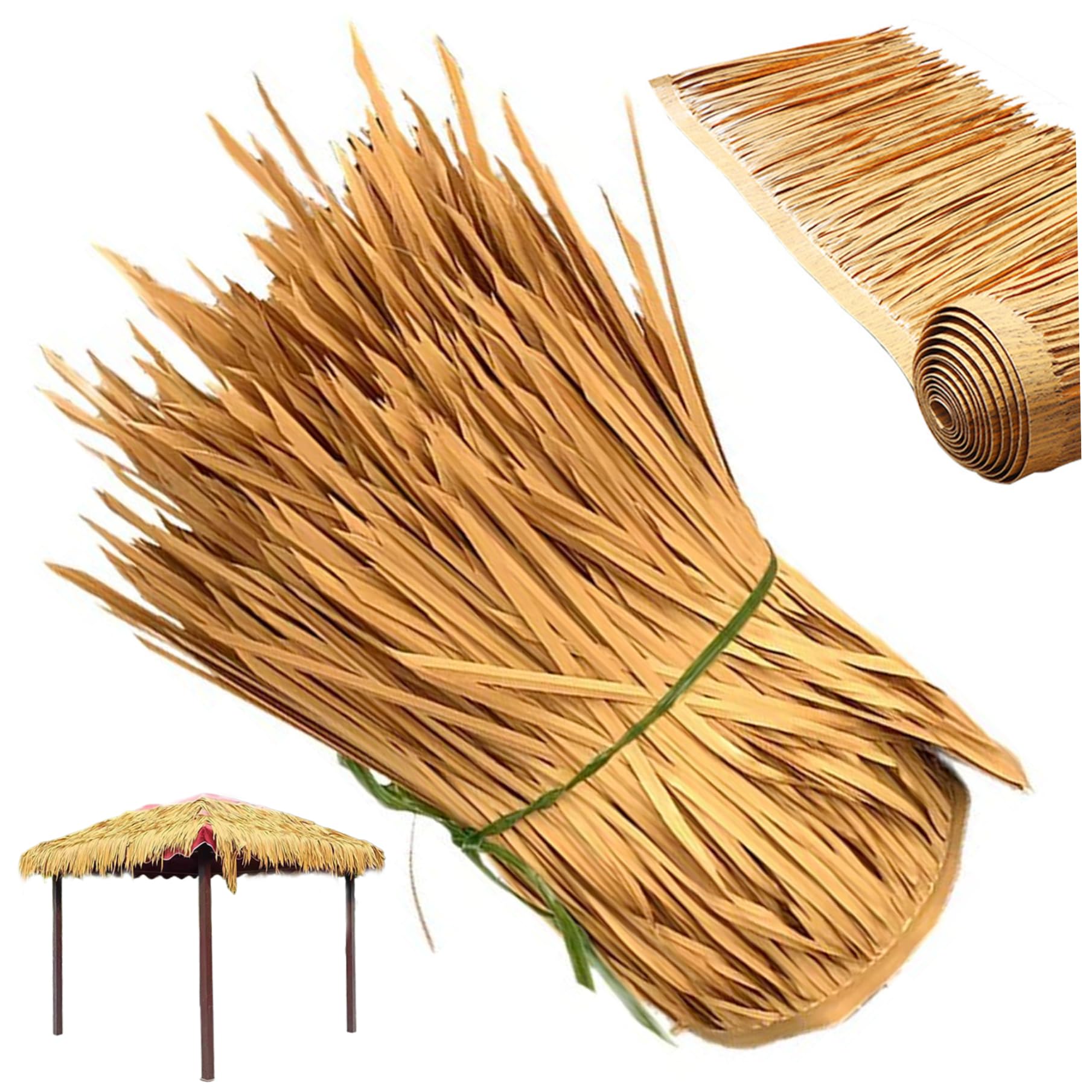 Tiki Paja Rollo 20x118in Techo Artificial de Paja Mexicano Hierba Ciega Antiflaming Rollos de Palma para Palapa Hut Tiki Bar