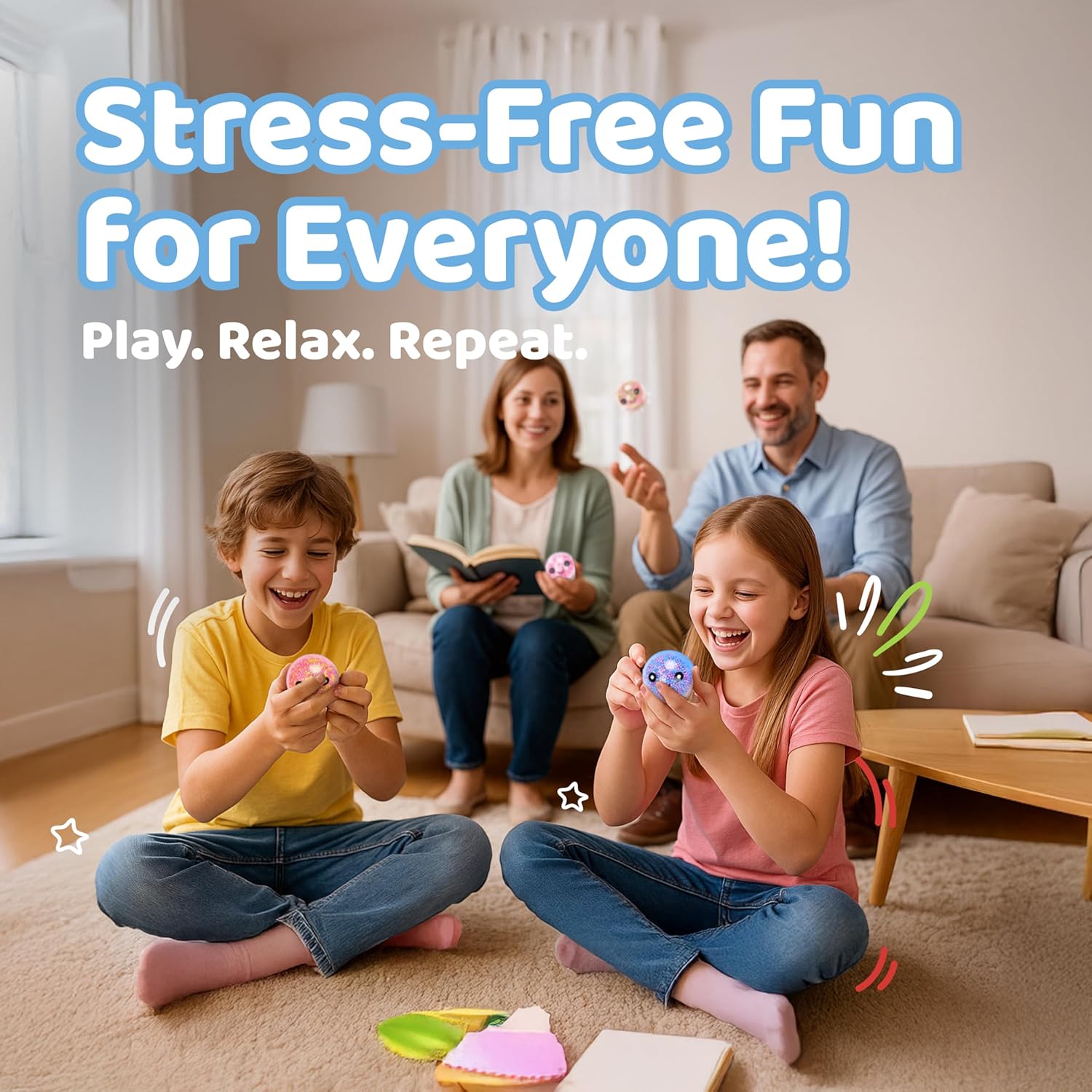 Neliblu Squishy Octopus Balls - Jumbo Mochi Squishy Toys - Easter Basket Stuffers for Teens - Glow-in-The-Dark - Stress Balls for Kids and Adults - 2.3x1.8x1.7 inches (Multicolor) Set of 10