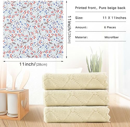 Miniatura 4 de Paisley Moths Floral Set of 6 Quick Dry Microfiber Kitchen Dish Towels Decorative Soft Dish Tea Towels Reusable for Bathroom Sink