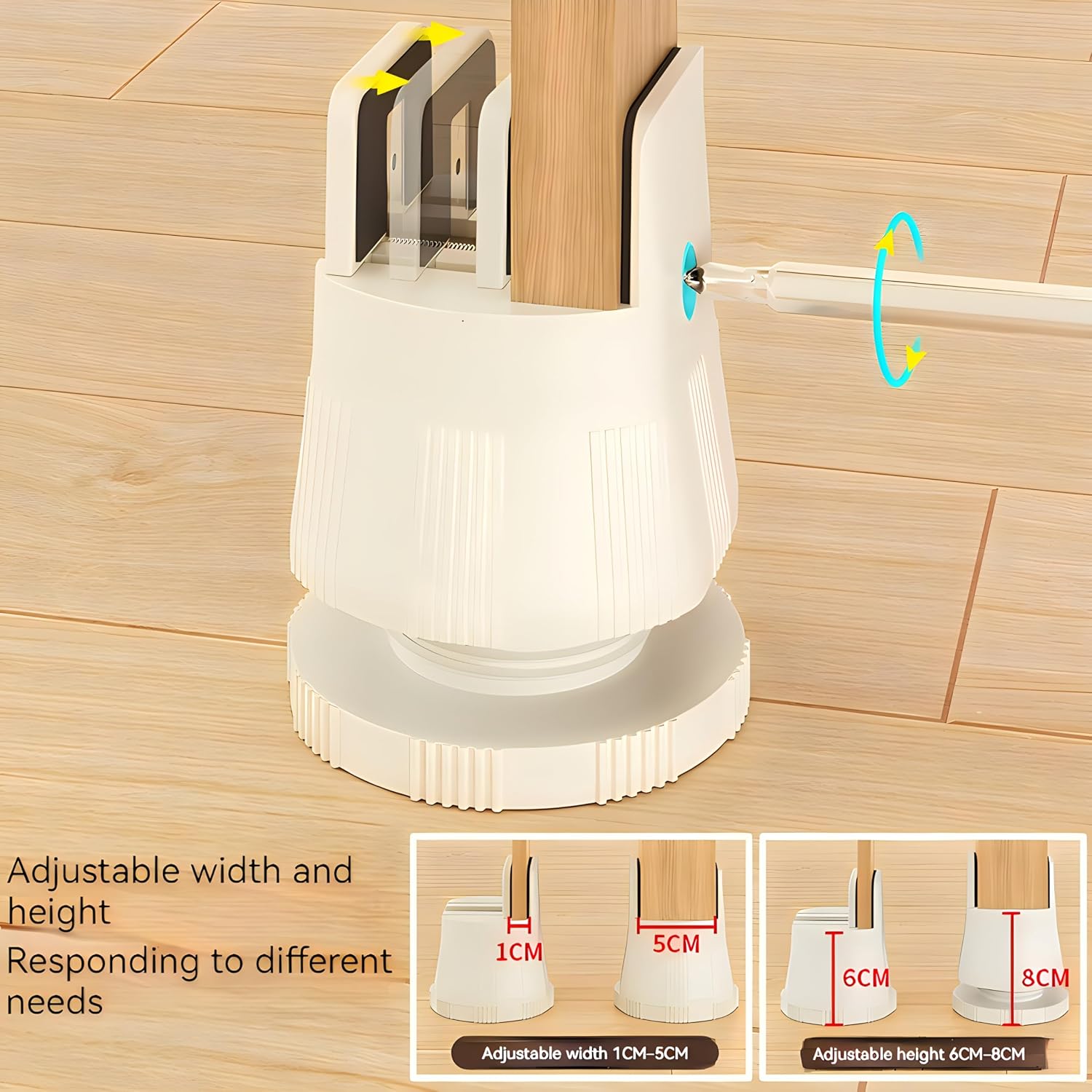 Bed Risers, Couch Lifters for Height Adjustable 2.36-3.15'', Suitable for Leg Diameter 0-1.97'' of Couches, Tables, Bed Chair, Chair risers Support Up to 1500 Lbs (4 Pack，White), standard