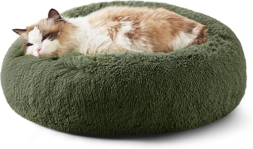 Miniatura 79 de Bedsure - Cama relajante para perros medianos - Cama lavable para mascotas en forma de dona, 30 pulgadas, antideslizante, redonda, de felpa mullida