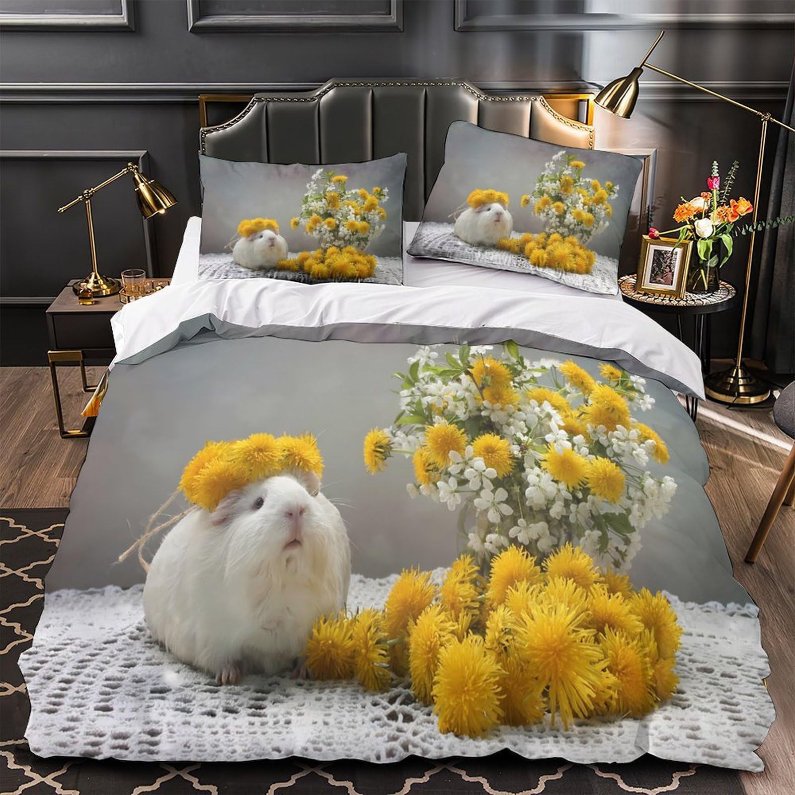Linge de lit cochon d'inde avec impression 3D haute définition 135x200