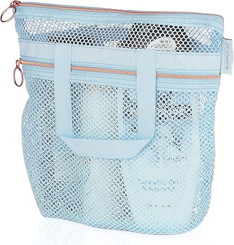 DV Lifestyle Mesh Shower Bag 10.2x9.9'' Quick-Dry Caddy with Zipper