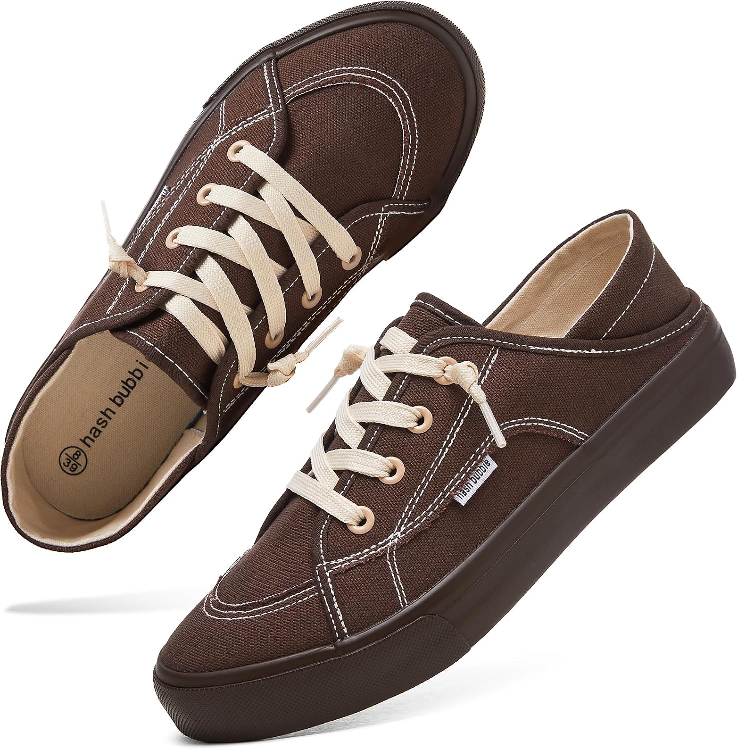 hash bubbie Women's Slip on Shoes Canvas Non Slip Loafers(Tan.US10)