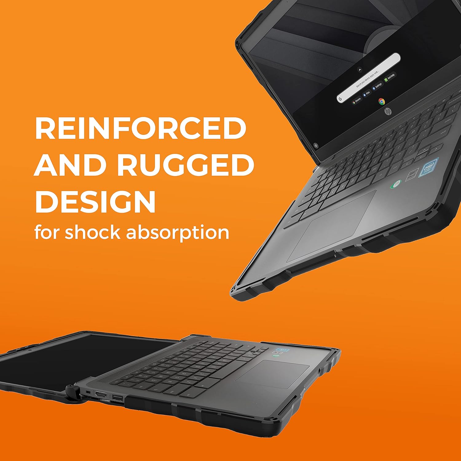 Gumdrop SlimTech Laptop Case Fits ASUS Chromebook C203XA (Clamshell). Designed for K-12 Students, Teachers and Classrooms – Drop Tested, Rugged, Shockproof Bumpers for Reliable Device Protection–Black