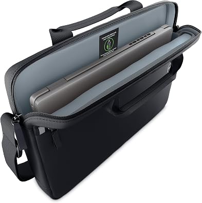 Dell 14-16 EcoLoop Essential Briefcase - CC3624 - Zippered Front Pocket, Luggage Pass, Lightweight with Adjustable Shoulder Strap - Black