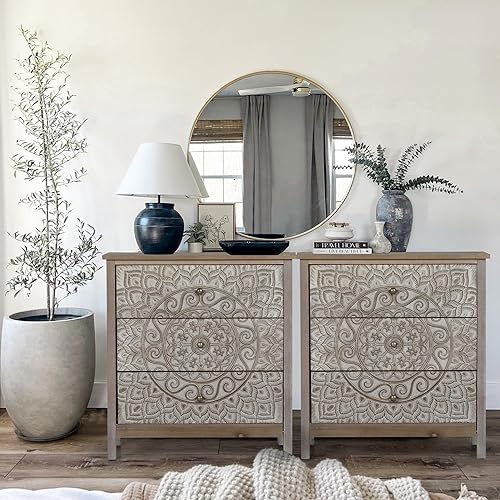 Miniatura 4 de PHI VILLA Armario decorativo con cajones – Cómoda rústica con 3 cajones para entrada, cómoda de almacenamiento