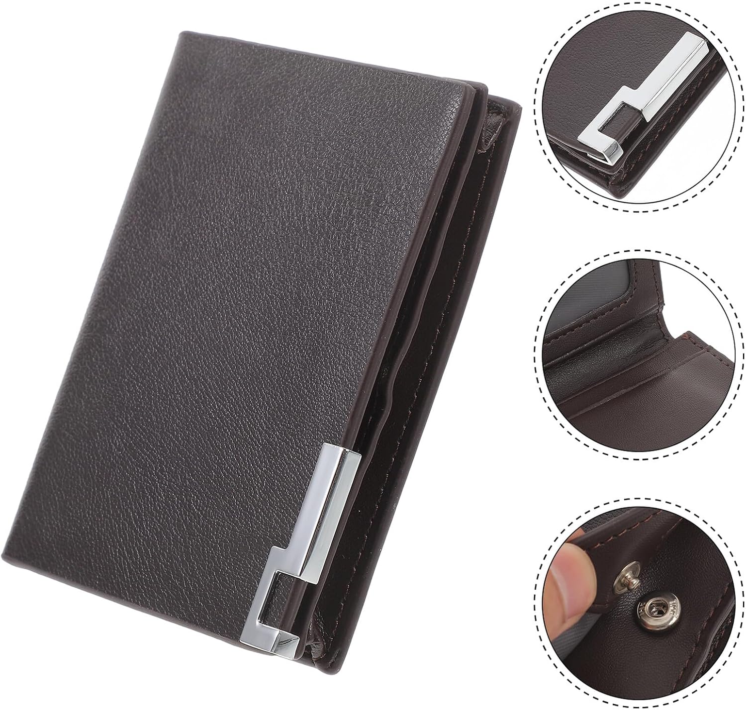 OSALADI Business Card Holder Wallet Leather Large Capacity Card Case for Men Brown Suitable for Business Use