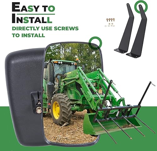 Miniatura 6 de Conjunto de espejo de tractor con brazos fijos de repuesto para DM2455000 compatible con John Deere 5000 y 6000