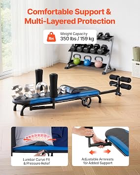 VEVOR Inversion Table, 350 lbs Capacity Heavy Duty Back Inverter Stretcher, Inverted Table with Stable Structure, Adjustable Armrests, Decompression Tables for Shoulders, Neck, Back, Knees
