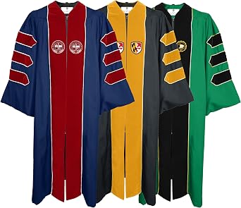 GradPlaza Unisex Deluxe Doctoral Gown Graduation Gown with Velvet and Gold Piping