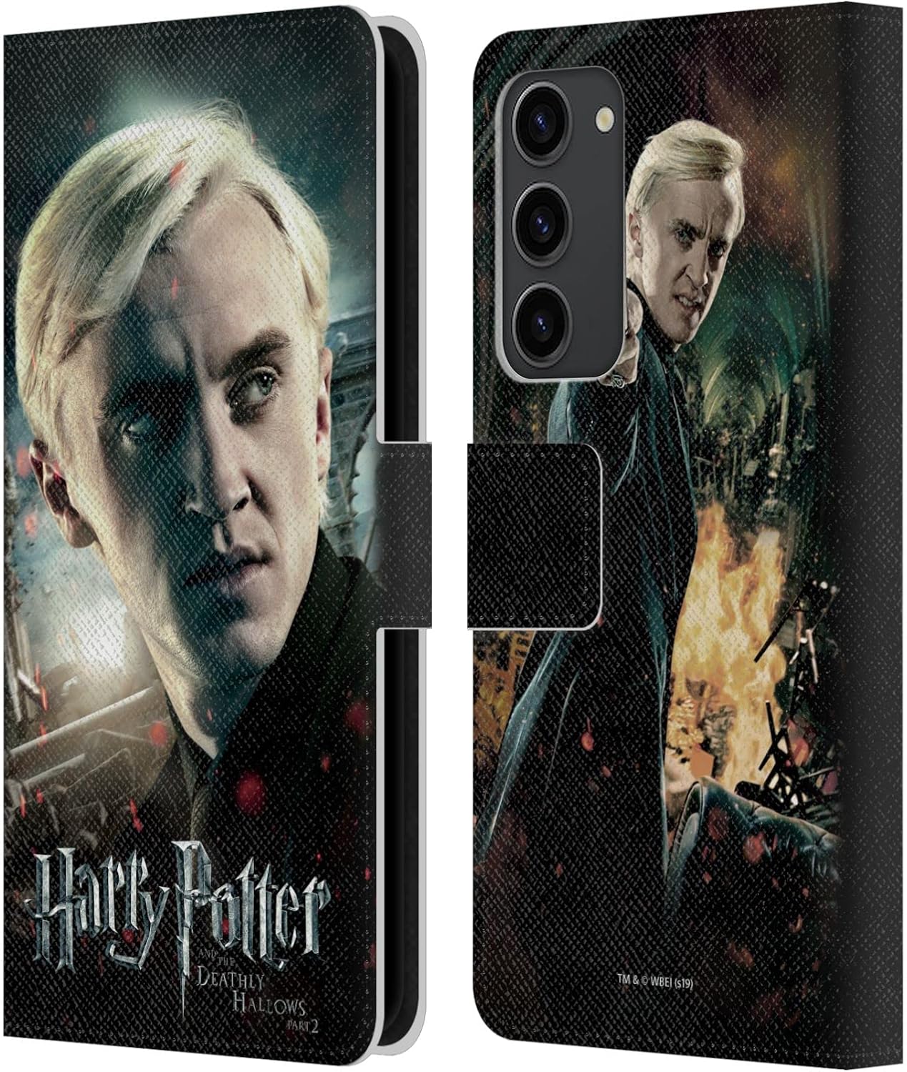 Head Case Designs Officially Licensed Harry Potter Draco Malfoy Deathly Hallows VIII Leather Wallet Case Compatible with Samsung Galaxy S23+ 5G