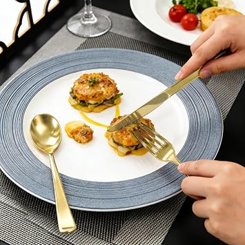 300 Pack Premium Heavy Duty Gold Plastic Silverware, 100 Forks, 100 Spoons, 100 Knives, For Parties, Dinners and Weddings, BPA-Free, Disposable Plastic Cutlery Dinnerware Utensils Set