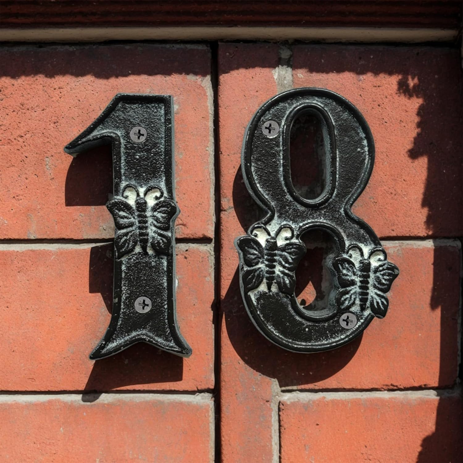 Unique 4.8-Inch High Cast Iron House Numbers or Mailbox Numbers - Weather-Resistant/Matching Screws/Number 0