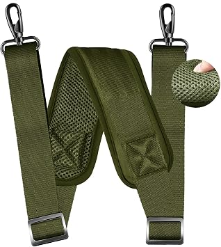 79 inch Shoulder Strap, Extra-thick Fixed Cushion Pad and Dual Clasps Universal Replacement Strap with Metal Swivel Hooks for Laptop Bags, Luggage Bags, Camera, CrossbodyArmy Green