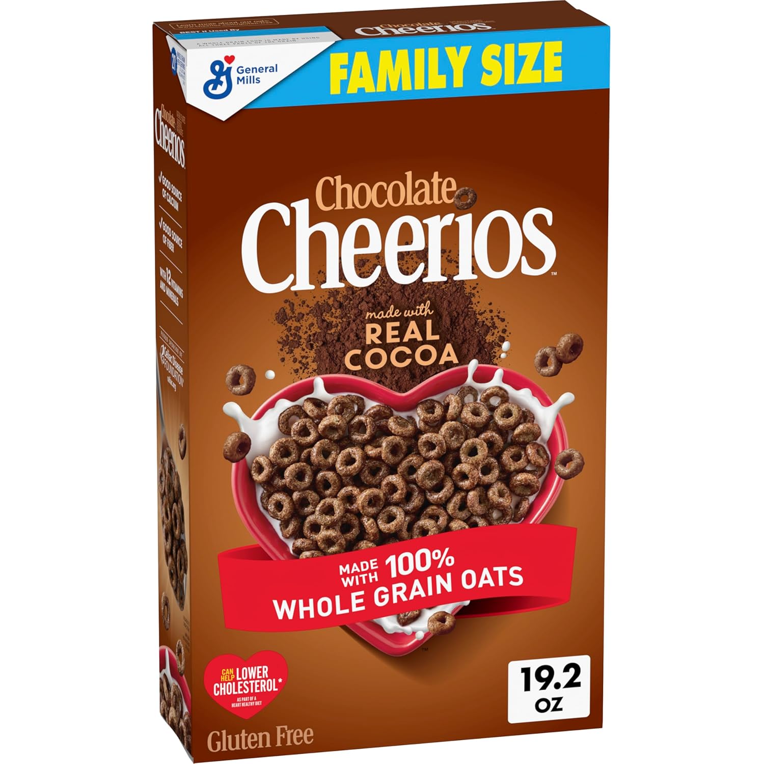 Chocolate Cheerios, Heart Healthy Gluten Free Breakfast Cereal, Made with Whole Grain Oats, Family Size, 19.2 oz GreenCircle Certified: Certified Environmental Facts Label