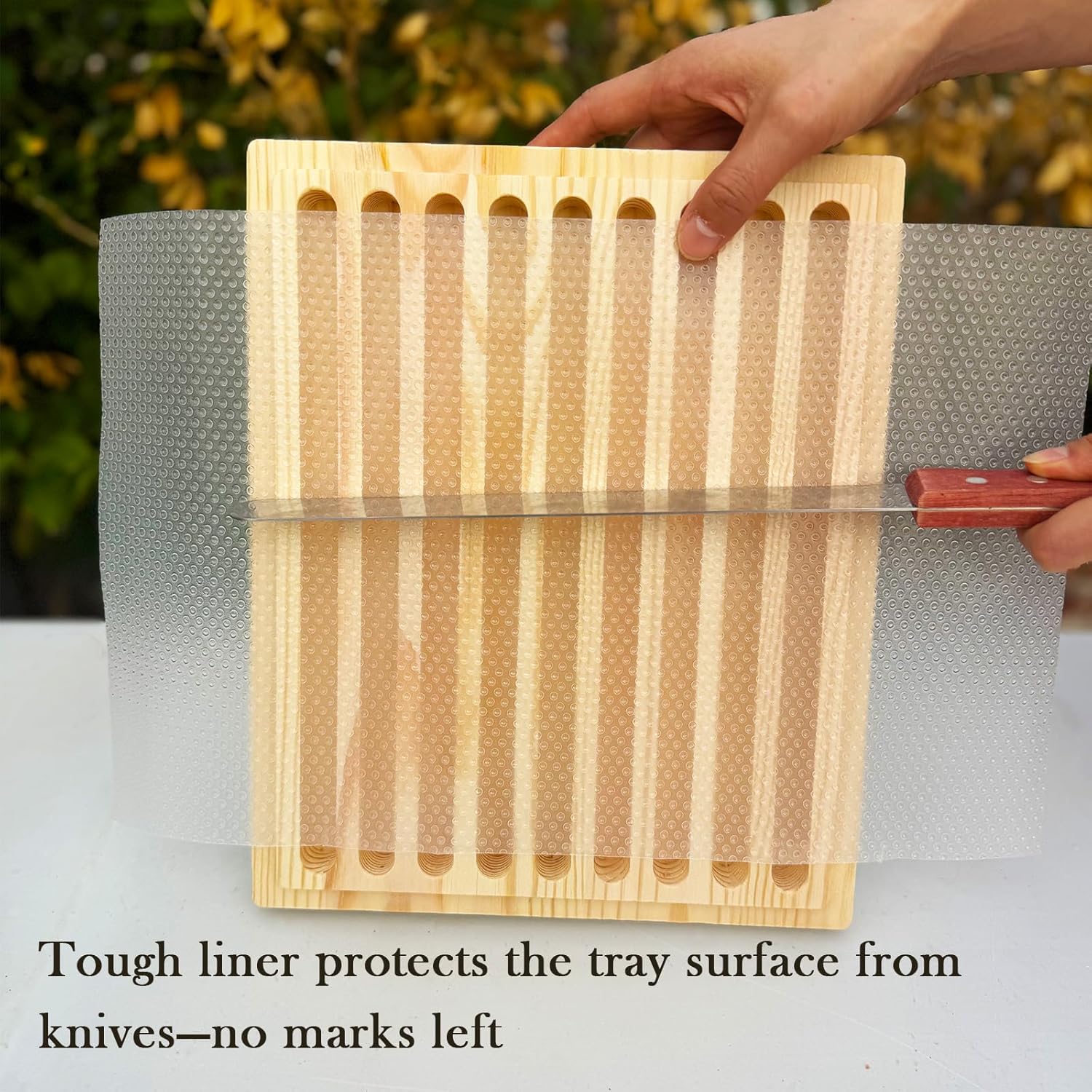 Stainless Steel Bread Slicer, Wooden Crumb Tray, 20 Protective Liners