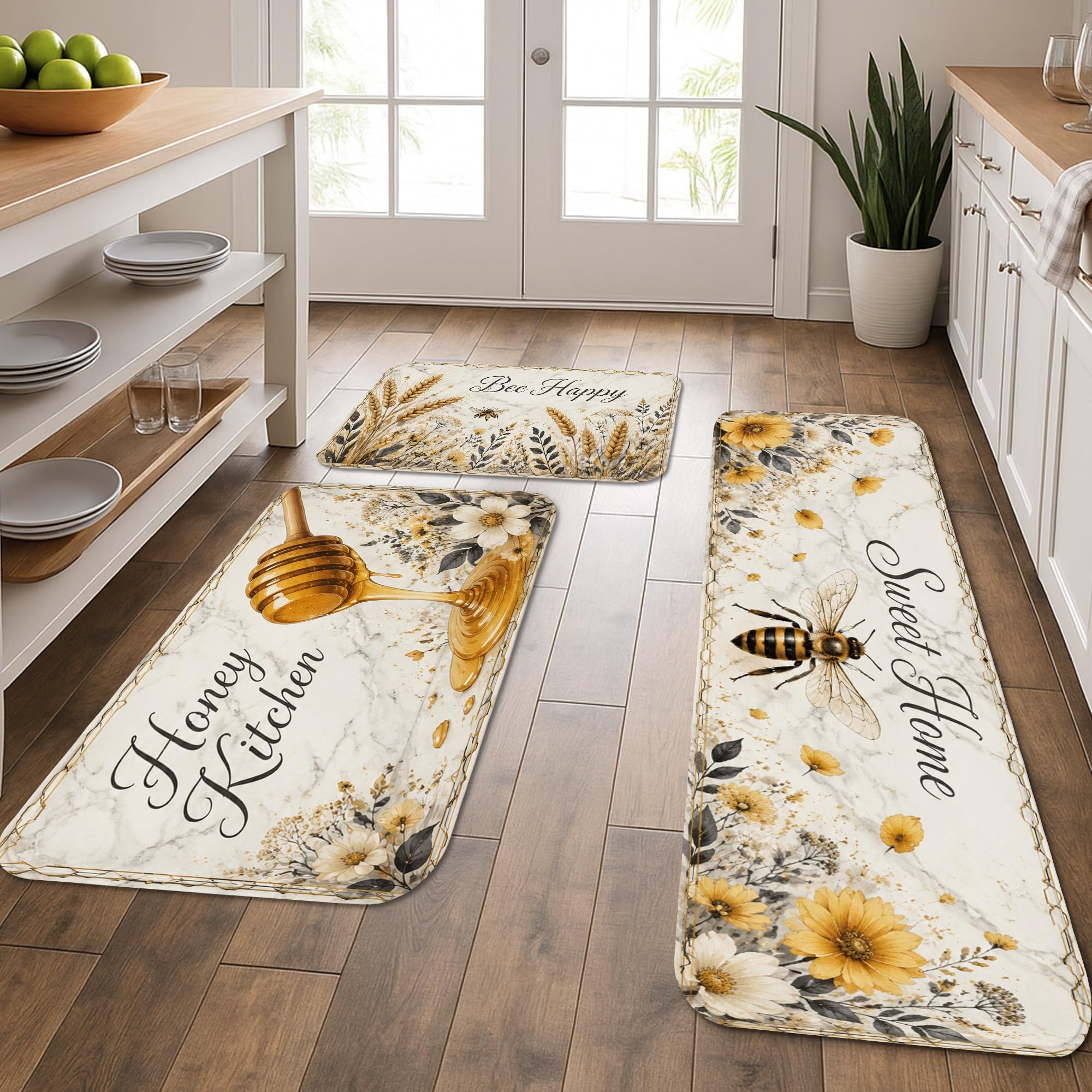 Tapis de cuisine rembourré et lavable lot de 3 pièces confort pour sol