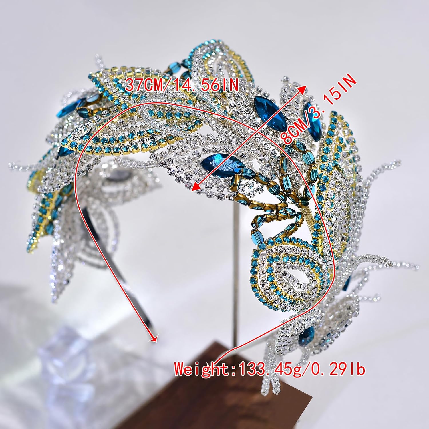 Wedding Rhinestones Headpiece for Bride, Bridal Hair Accessories with Beaded Leaf,1920s Green Head Piece for Women A157