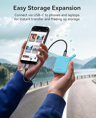 Miniatura 4 de ORICO SSD portátil de 2 TB con cable USB C 2 en 1, unidades de estado sólido externas, hasta 460 MB/s, indicador de estado, almacenamiento confiable