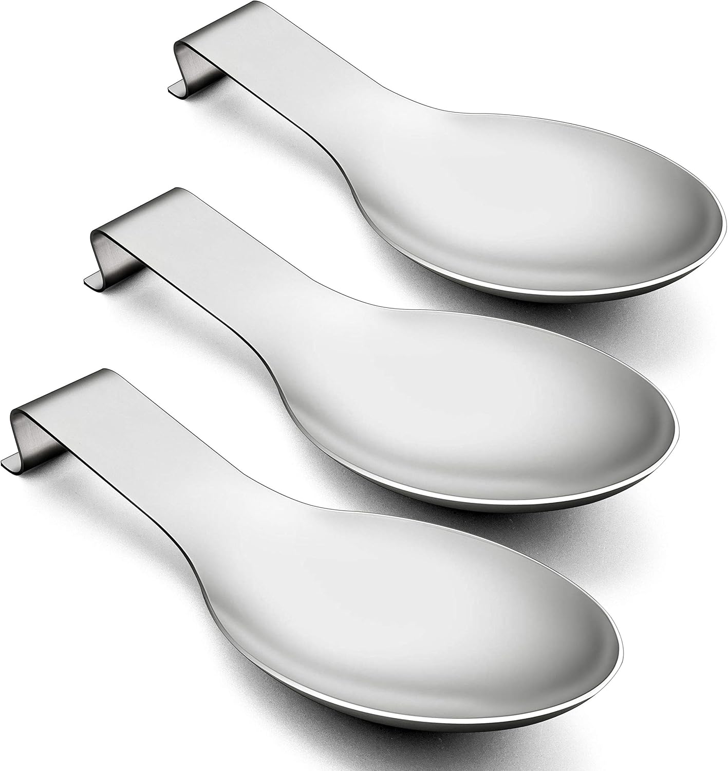 Homikit Spoon Rest Set of 3 for Kitchen Counter Stove Top, Stainless Steel Utensil Rest Ladle Spatula Holder, Heavy Duty, Dishwasher Safe