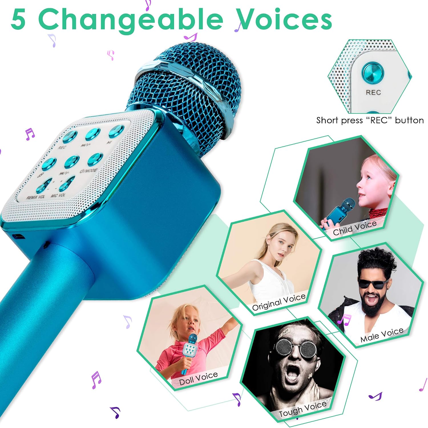 KIDWILL Karaoke Microphone demonstrating 5 voice changing effects