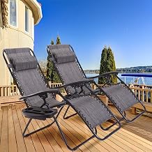 Casart Zero Gravity Chair Set of 2 Adjustable Folding Patio Recliners
