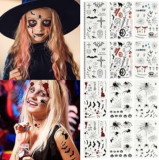 12 hojas de tatuajes temporales de telaraña, ...