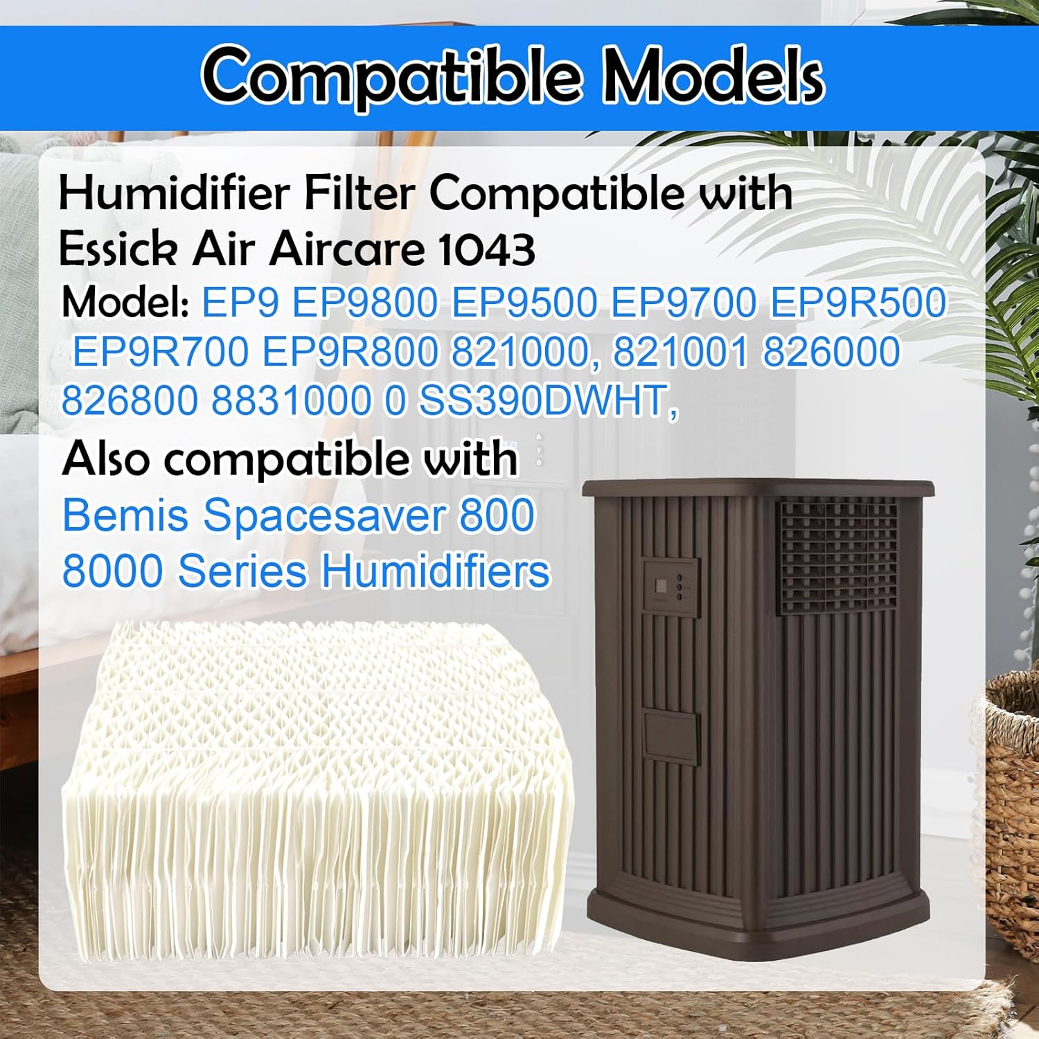 1043 Humidifier Filter Replacement Humidifier Wicking Filters Compatible with Essick Air Aircare 831000 EP9500 EP9800 836000HB, Spacesaver 800 8000 Series Humidifier