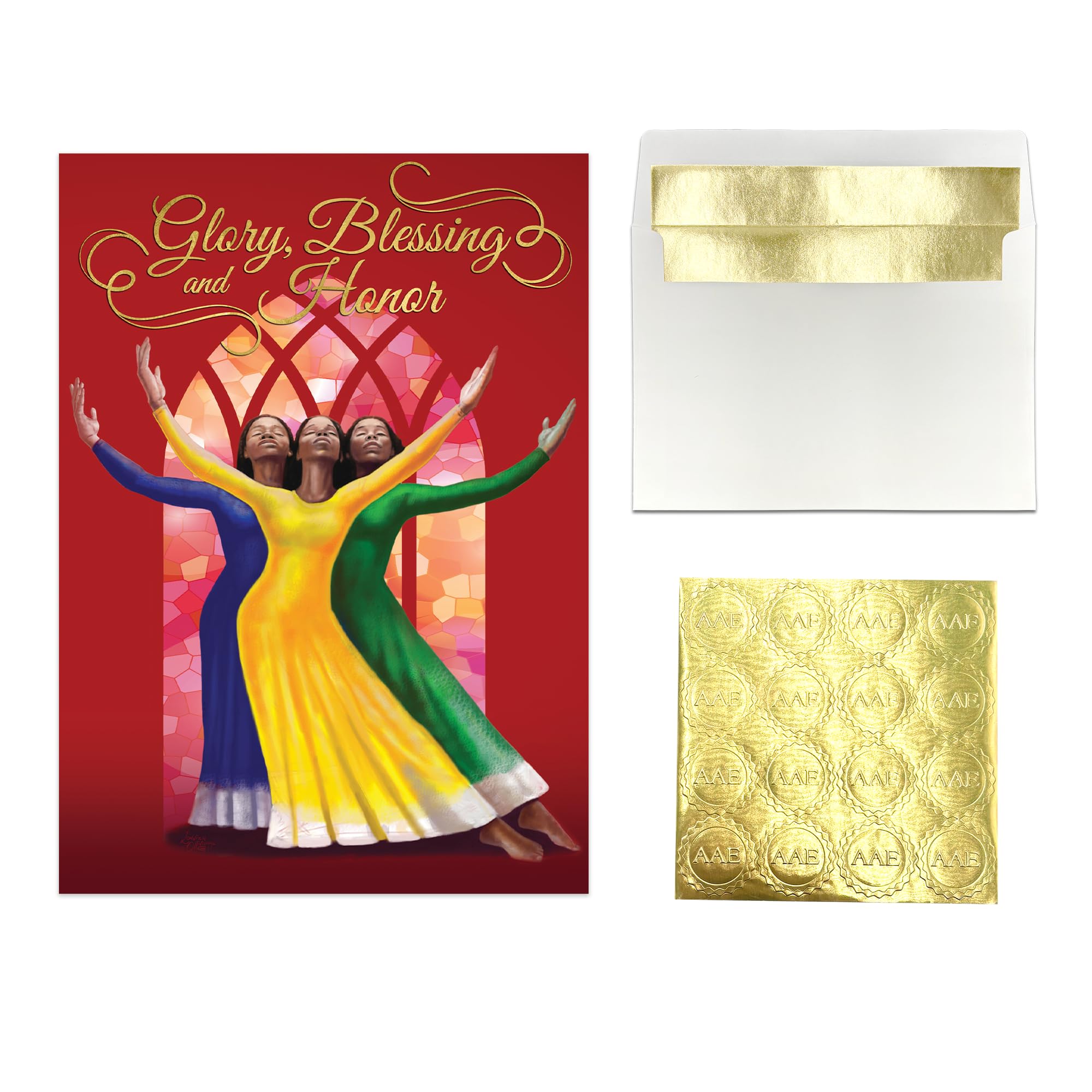 African American Expressions – Embossed Christmas Cards Boxed Set – 15 Black Holiday Cards (5x7) with Envelopes & Gold Seals – Traditional Religious