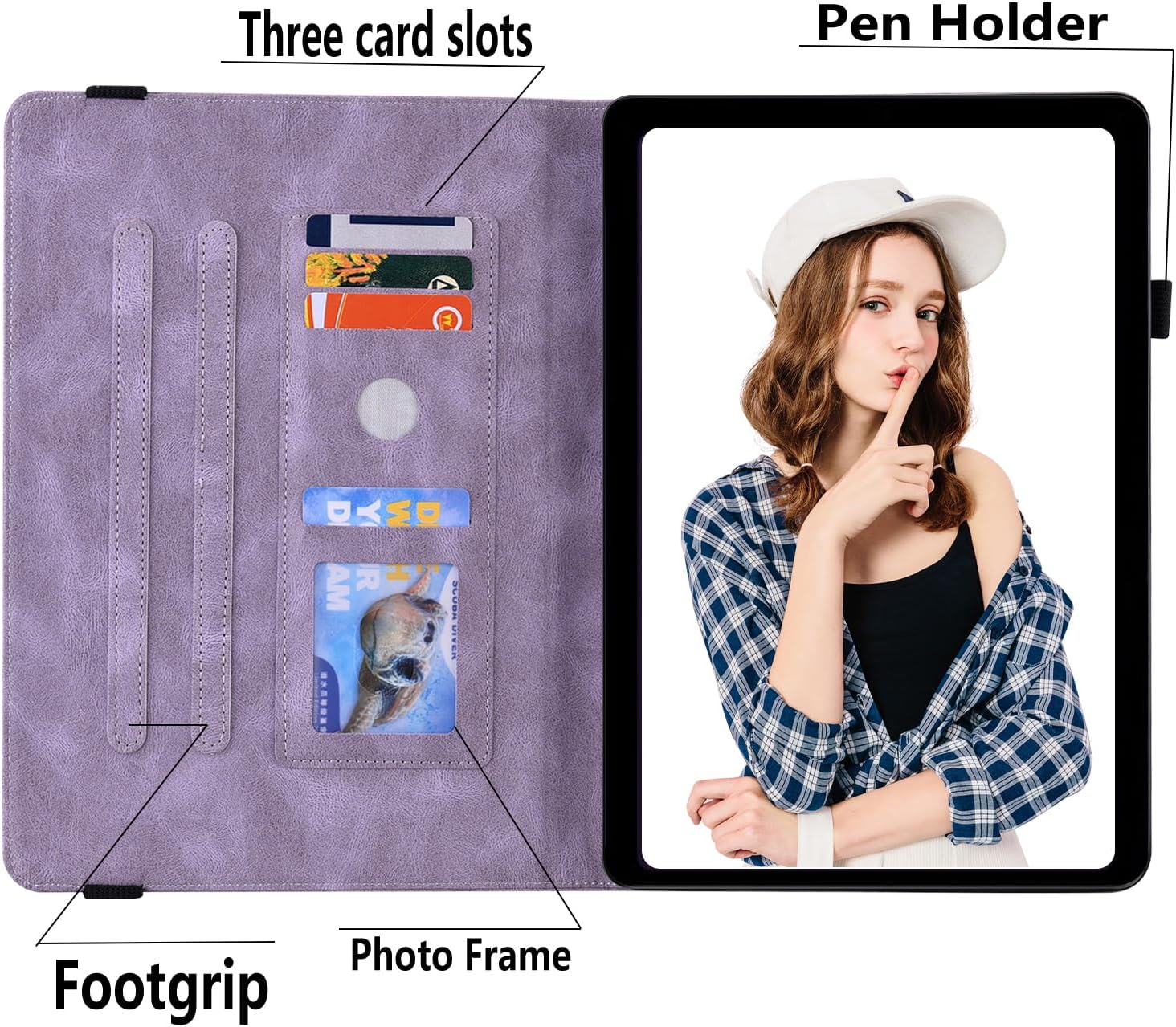 GSFY for Lenovo Tab M8 4th Gen Case, Premium PU Leather Cover with Multi-Angle Stand for 8 inch Lenovo Tab M8 4th Gen 2023 Model TB-300FU, Butterfly-Purple image 2