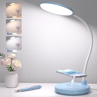 Blue Desk Lamp, Table Lamp with Wireless Charger, 800LM, CRI95+