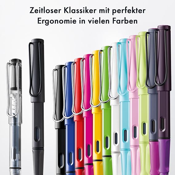 Lamy safari strawberry Fountain Pen with Ergonomic Handle and Polished Steel Nib in Line Width EF Robust ASA Plastic Includes T 10 Blue Ink Cartridge Right-Handed