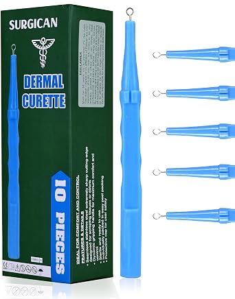SURGICAN Sterile Disposable Dermal Curettes, Easy Peel Packing - Box of 10 - New and Improved 5 mm [Pack of 10]
