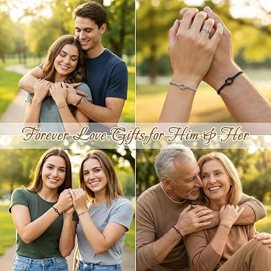 Trinckle Matching Couple Bracelets for Him and Her, Pinky Promise Love Knot Bracelet for Best Friends, Forever Bracelet as Romantic Anniversaries Birthday Friendship Jewelry for Boyfriend Girlfriend
