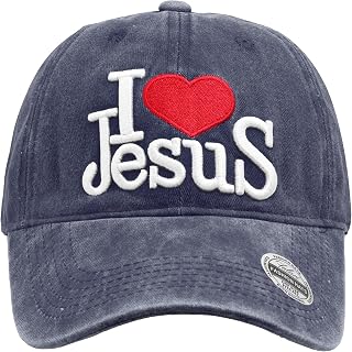 Falari I Love Jesus 야구 모자 워싱 면 조절 가능한 로우 프로파일 언컨스트럭티드 디스트레스드 아빠 모자