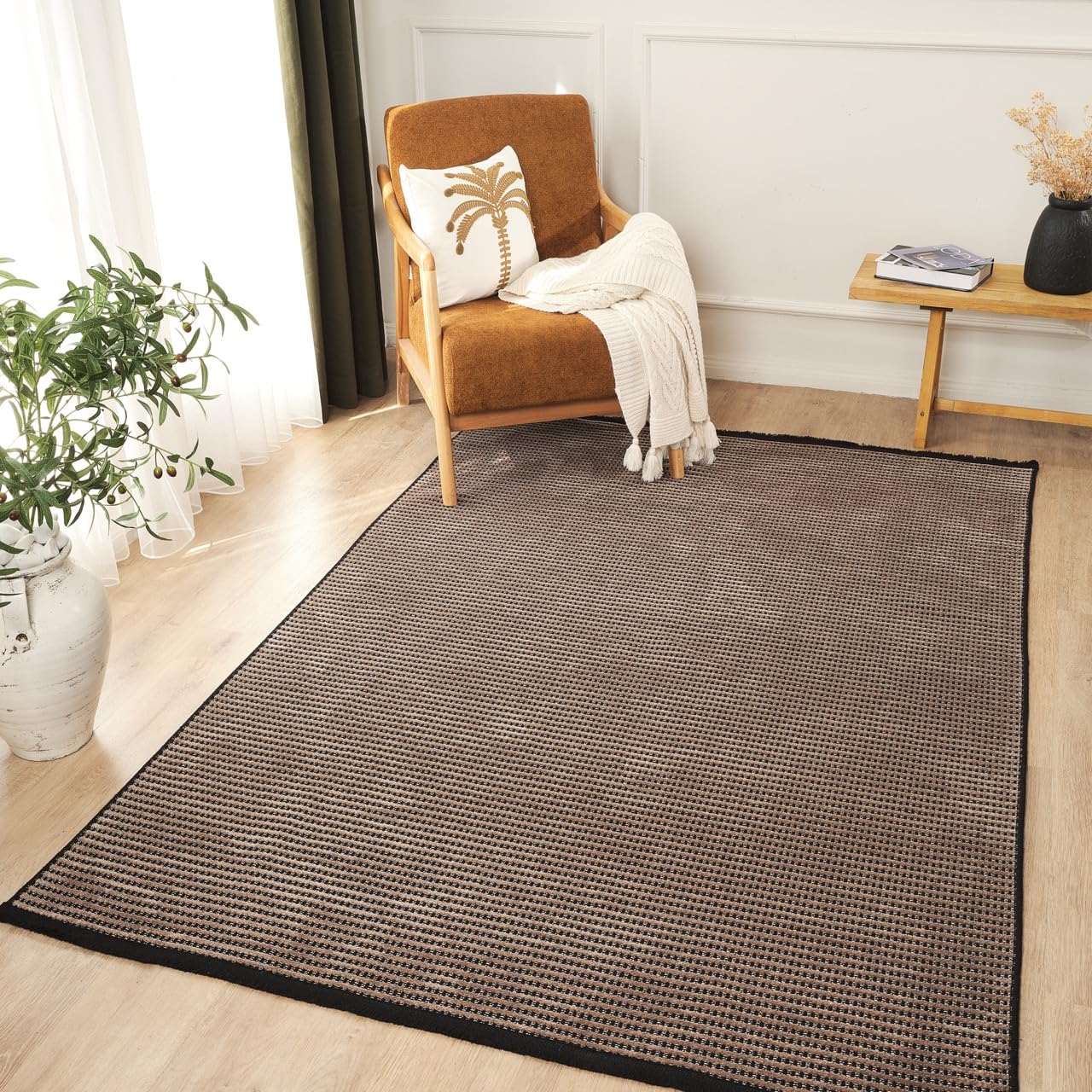 Ruglenza Modern Area Rug for Living Room and Bedroom - Soft Easy Clean Carpet with Non Slip Backing, Durable Low Maintenance Floor Rug for Home Decor (Mink, 120 x 170 cm)