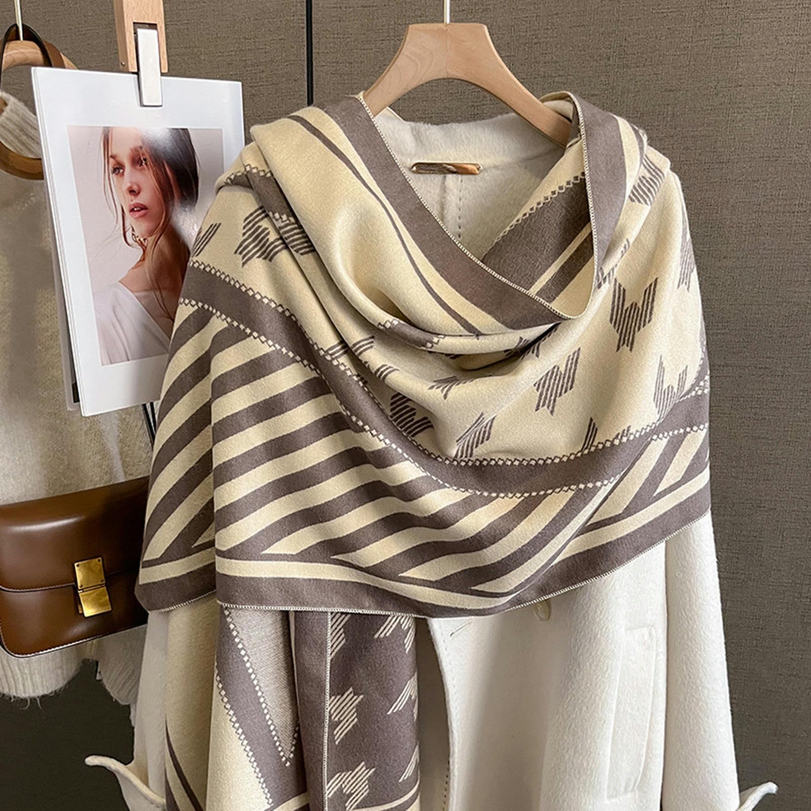 Zonto Scialle Sciame di Sciarpa Calda Invernale Houndstooth Floral Spessa Sciarpa da Donna Scialle da Viaggio in Velluto da Donna