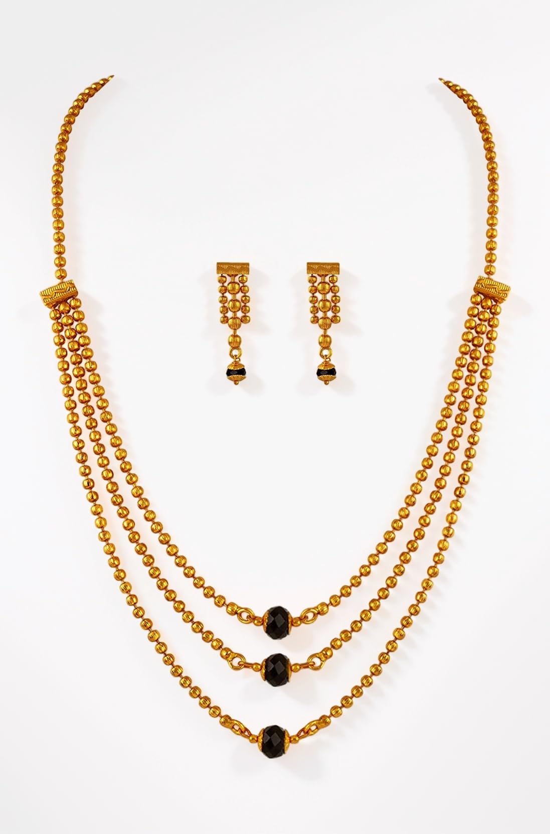 JFL - Jewellery for Less Traditional Multi Strand Gold Necklace Set for Women | Elegant Ethnic Jewellery Collection