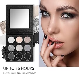 Black Grey Smokey Eyeshadow Palette Matte Black White Gray Silver Smoky Eye Shadow 9 Colors Eyeshadows Eye Makeup For Goth Look -9Black