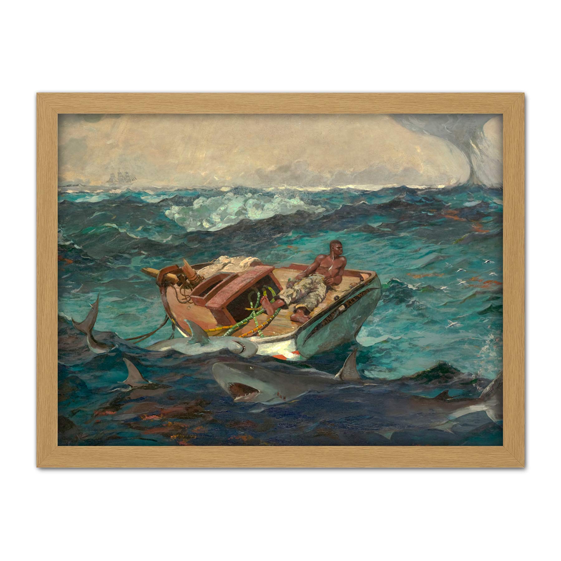 Artery8 Homer The Gulf Stream Painting Artwork Framed Wall Art Print 18X24 Inch