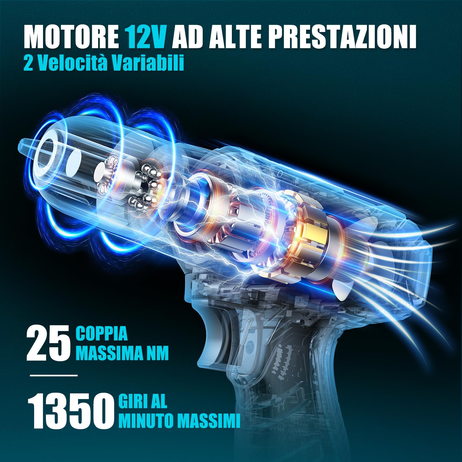 Sundpey Cassetta Attrezzi Completa 206 Pezzi, Trapano Avvitatore Batteria 12V per Serrare/Allentare Viti, Set Attrezzi da Lavoro Valigia Attrezzi Completa per Riparazioni Casalinghe e Fai da Te, Blu