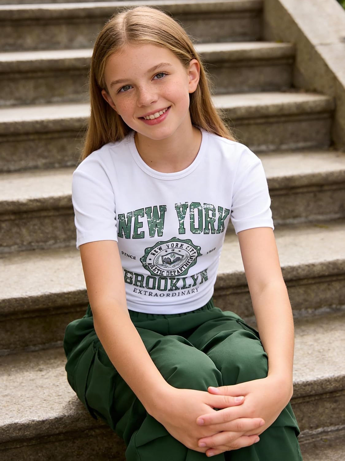 Girls Clothes Teenage Girls 2 Piece Outfit Short Sleeve Top + Cargo Pants Outfits for Tweens,Sizes 7-16 Years