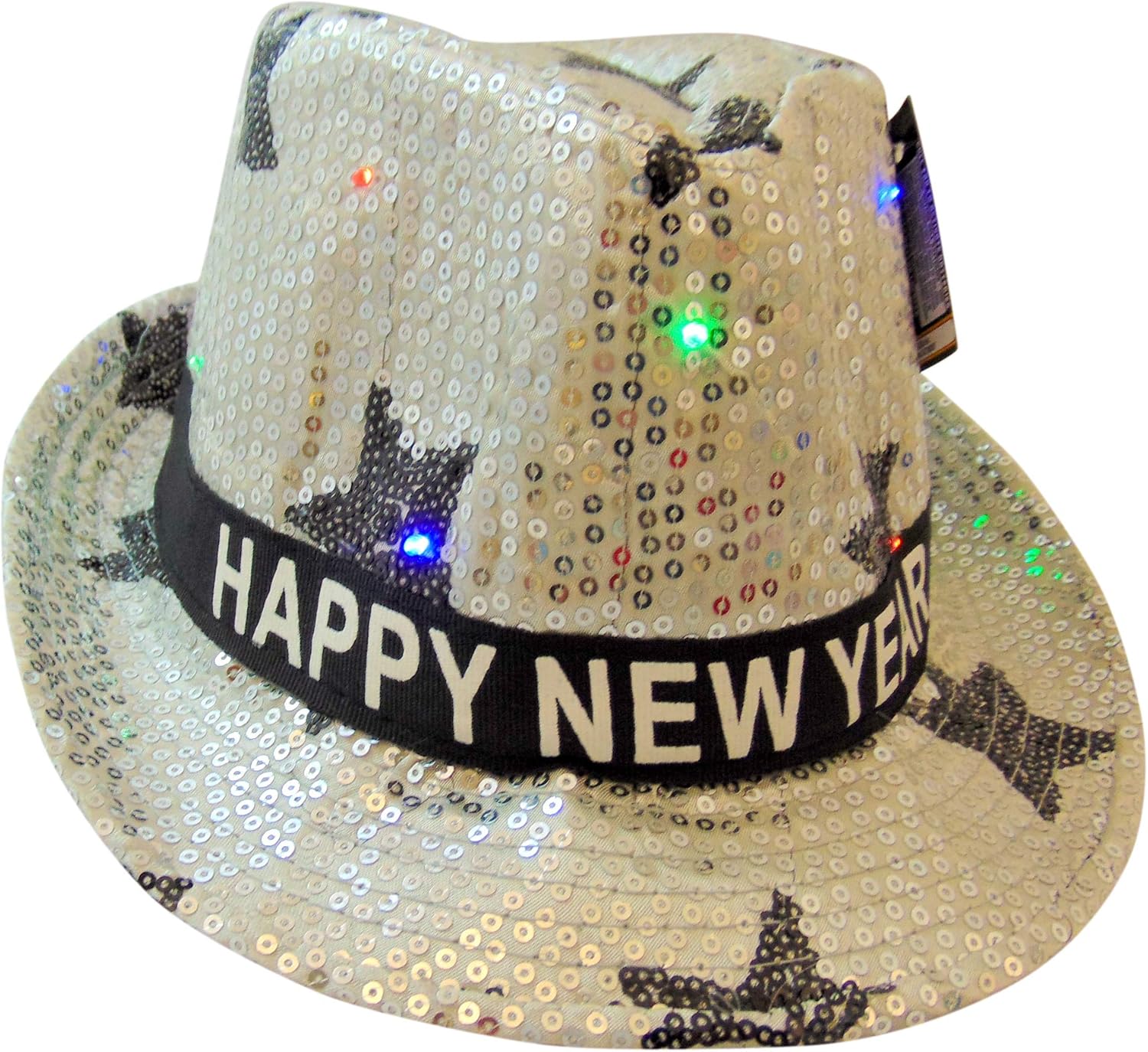 Shawshank Happy New Years Flashing Light Up Fedora Hats for Him and Her, Set of 2