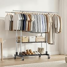 Luxspire Hanger Rack, Large Capacity, 2 Tiers, 2 Rows, Load Capacity 776.9