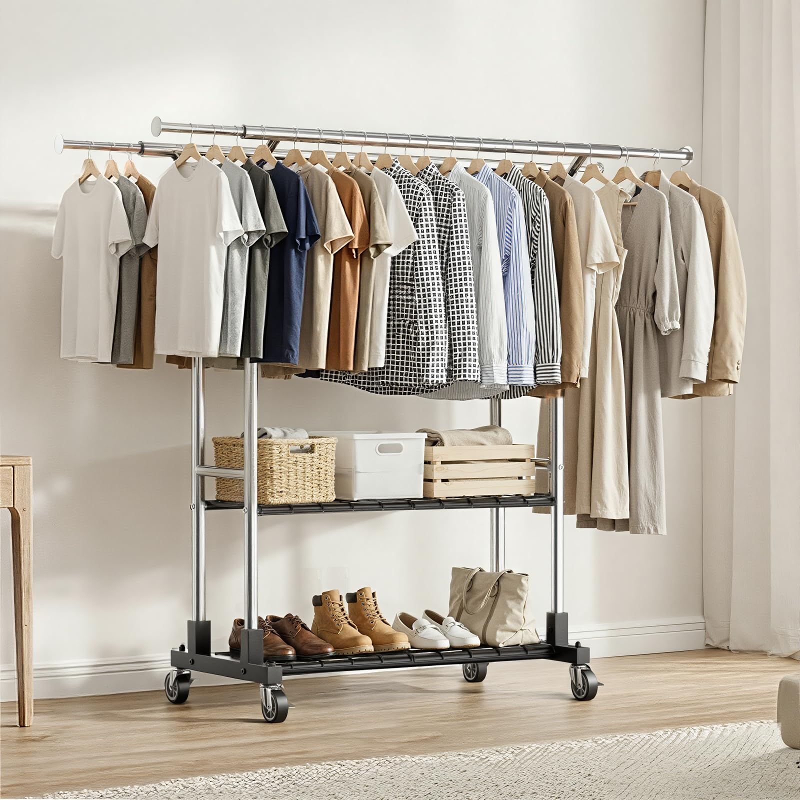 Amazon｜Luxspire ハンガーラック 頑丈 2列2段収納 耐荷重292kg 大容量