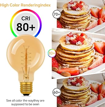 Caldarax E27 Vintage Edison Light Bulbs Dimmable, Amber Glass Warm White 2700K, 600LM, ES Edison Screw, Globe Vintage Bulb, Spiral Filament Bulbs, Retro Decorative for Ceiling, Chandelier, 2 Pack [Energy Class G]