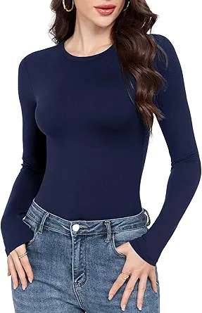 GAYHAY Long Sleeve Shirts for Women Basic Crop Tops Teens Crew Neck Tight Underscrub Clothes Workout Fall Trendy 2025