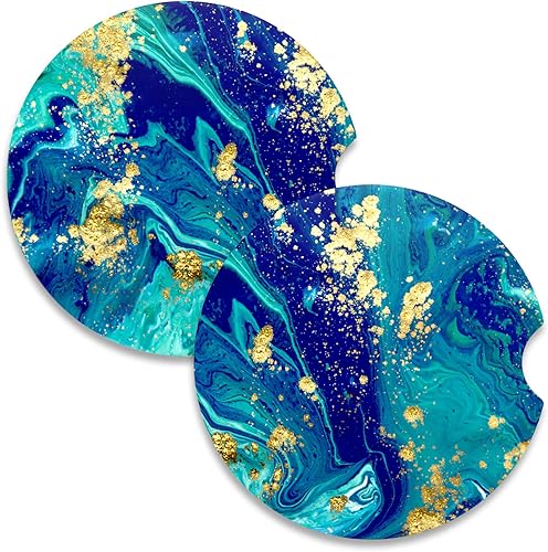 Miniatura 27 de Nipichsha Posavasos de automóvil para portavasos de automóvil, paquete de 2 posavasos de cerámica absorbente para bebidas, bonitos portavasos para